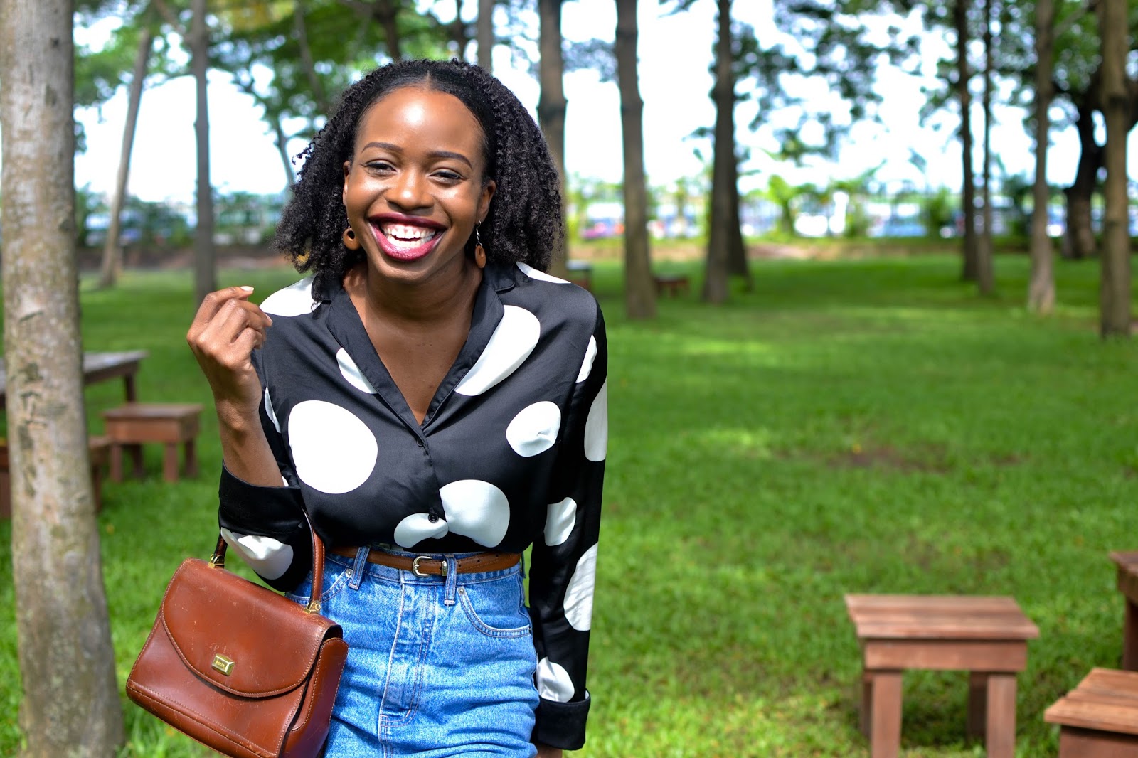 Polka dot skirt denim best sale